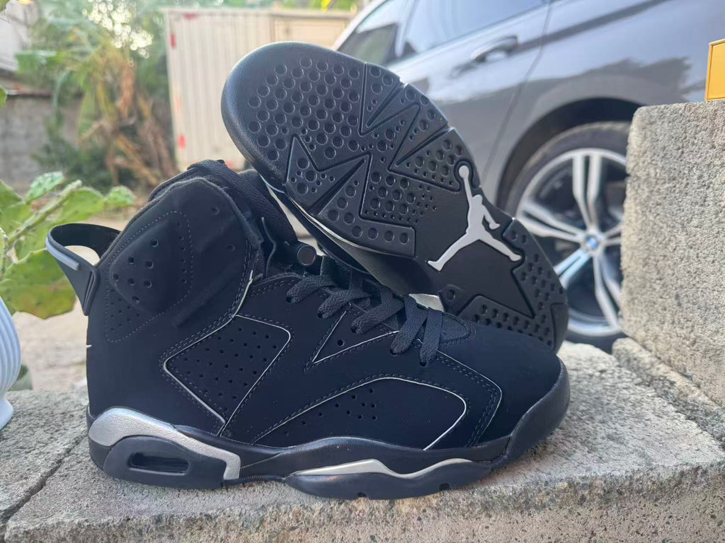 Air Jordan 6 Retro Sneakers - Black and Silver