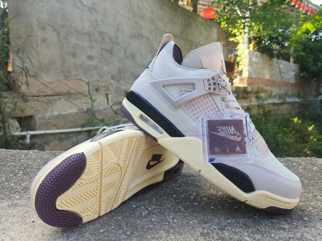 A Ma Maniére x Air Jordan 4 Sneakers - Pale Pink and Grey