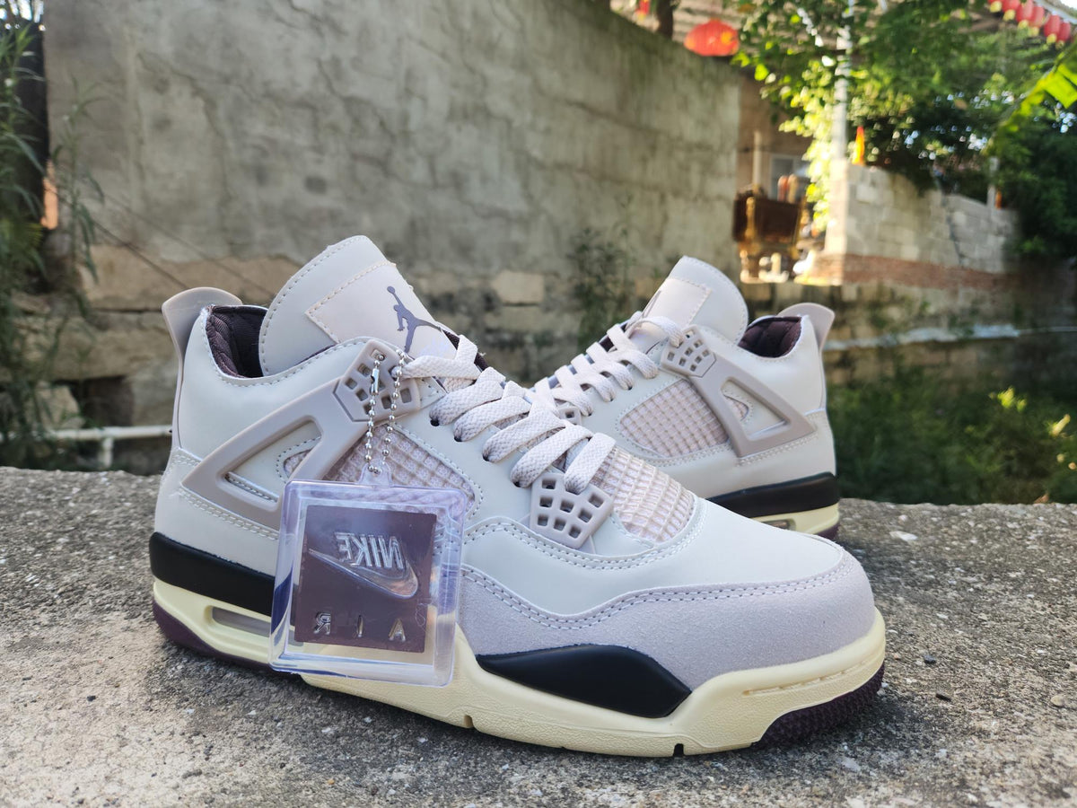 A Ma Maniére x Air Jordan 4 Sneakers - Pale Pink and Grey