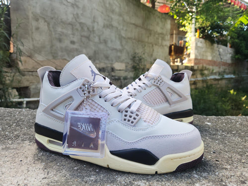 A Ma Maniére x Air Jordan 4 Sneakers - Pale Pink and Grey