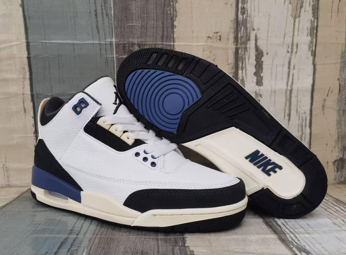 Air Jordan 3 Retro Men's Sneakers - White, Black and Blue