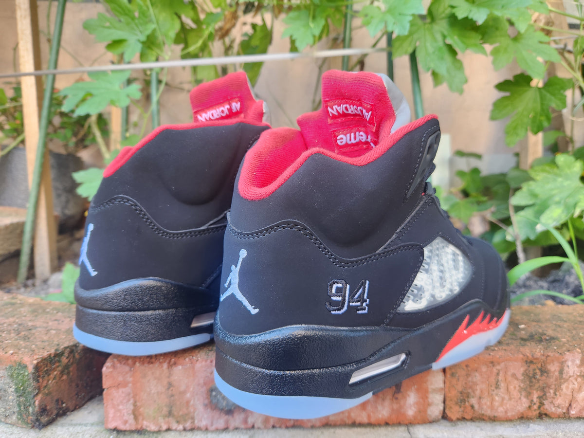 Air Jordan 5 Men's Sneakers 'SUP' - Black and Red