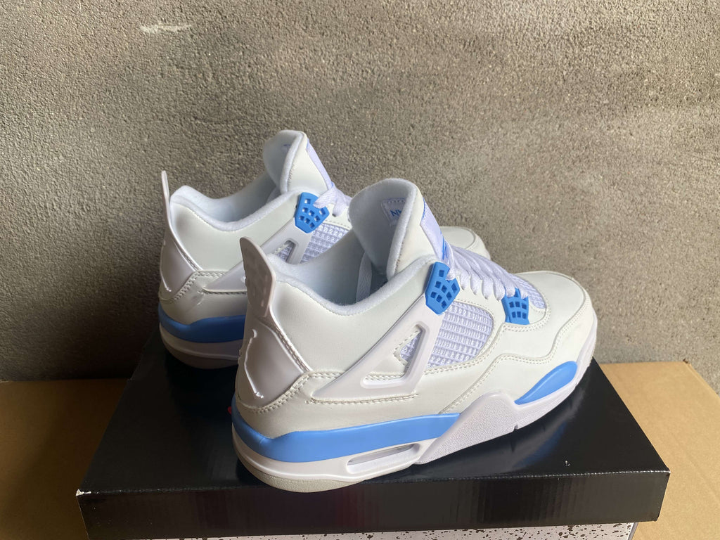Air Jordan 4 Sneakers - Cream and Light Blue