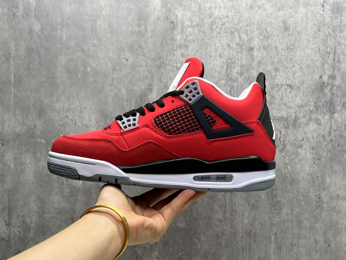 Air Jordan 4 Retro 'Bulls' Sneakers - Red and Black