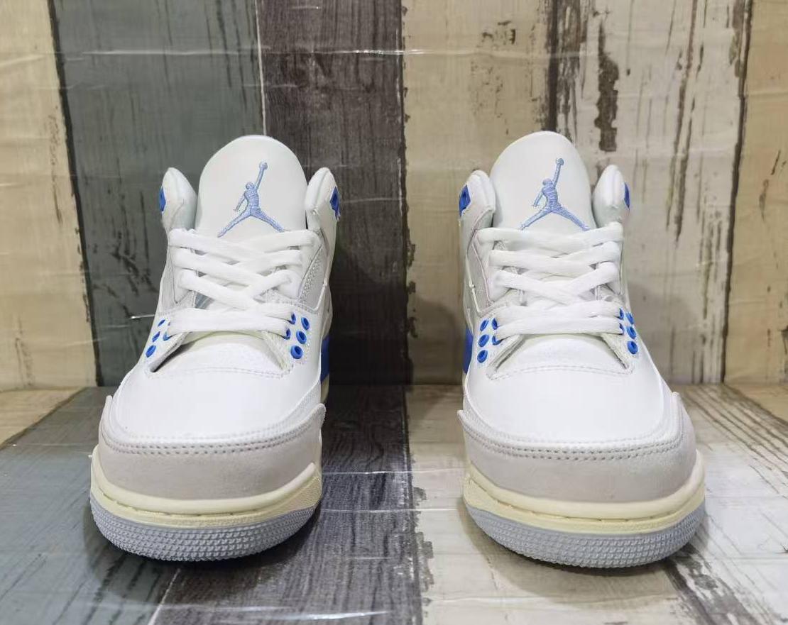 Air Jordan 3 Retro Men's Sneakers - White, Grey and Blue
