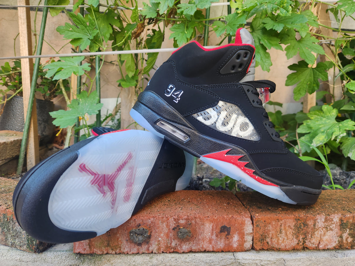 Air Jordan 5 Men's Sneakers 'SUP' - Black and Red