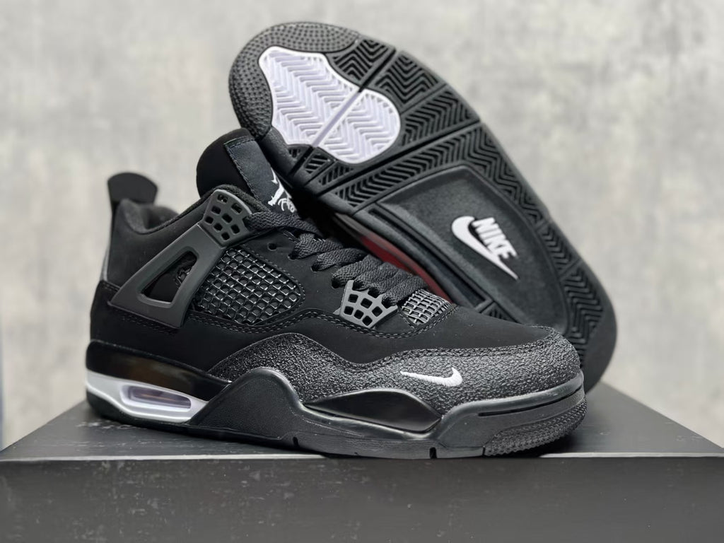 Air Jordan 4 Retro 'Black Motorsport' Sneakers - Black and Grey