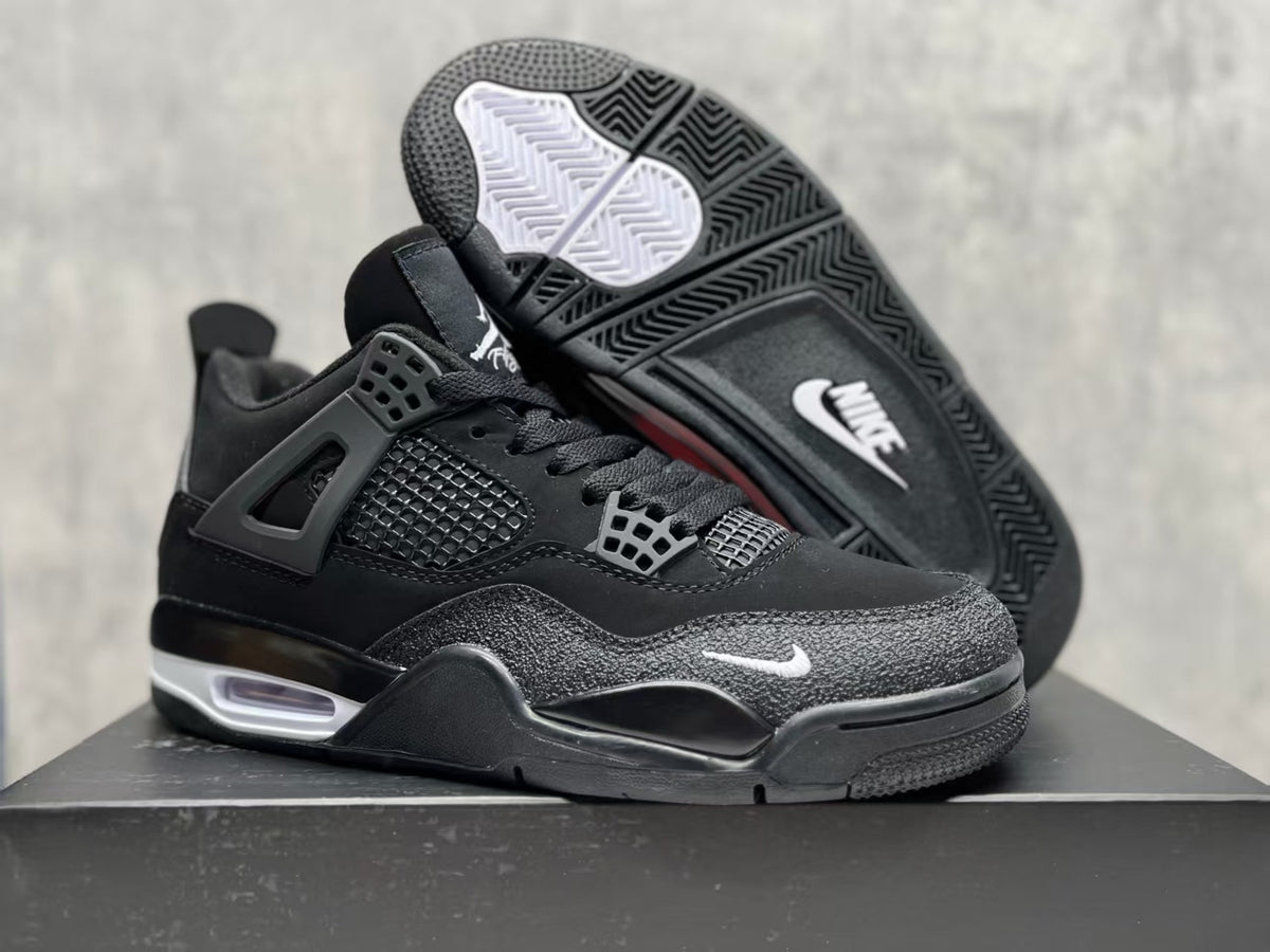 Air Jordan 4 Retro 'Black Motorsport' Sneakers - Black and Grey