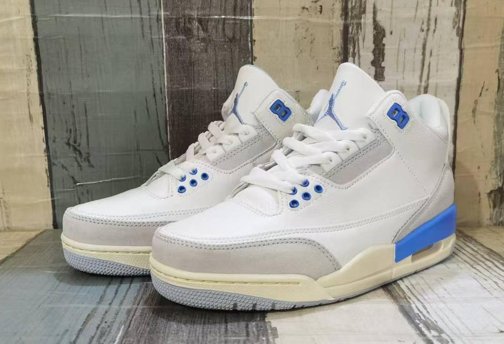 Air Jordan 3 Retro Men's Sneakers - White, Grey and Blue