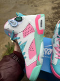 Air Jordan 6 Retro Sneakers - White, Blue and Pink