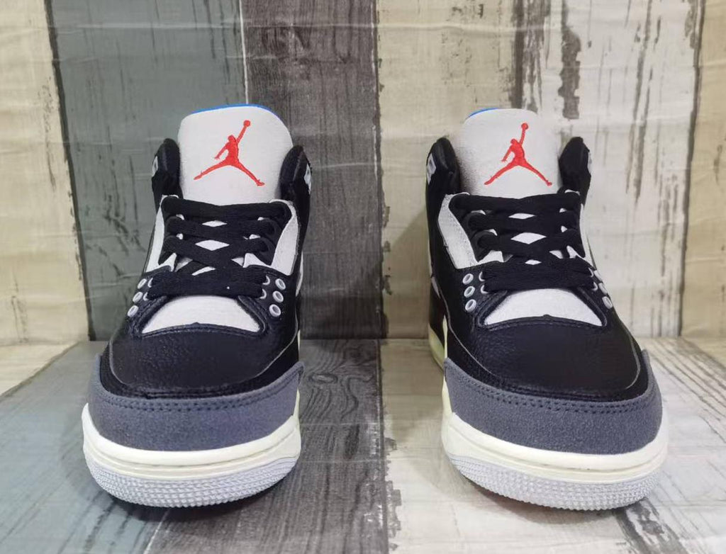 Air Jordan 3 Retro Men's Sneakers - Black, Blue and Red