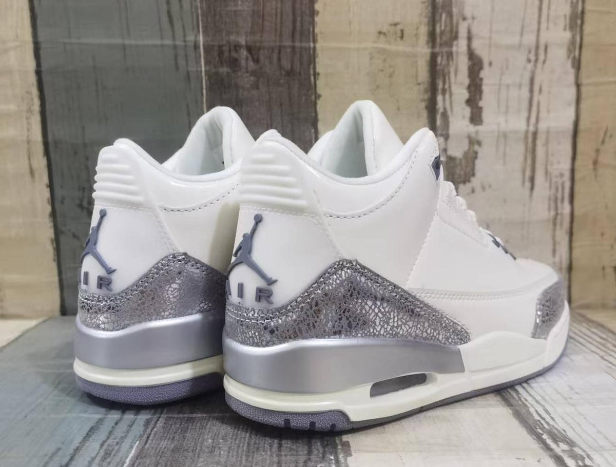 Air Jordan 3 Retro Men's Sneakers - Beige and Silver