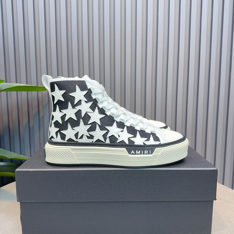AMIRI White Star High-Top Sneakers - Black and White