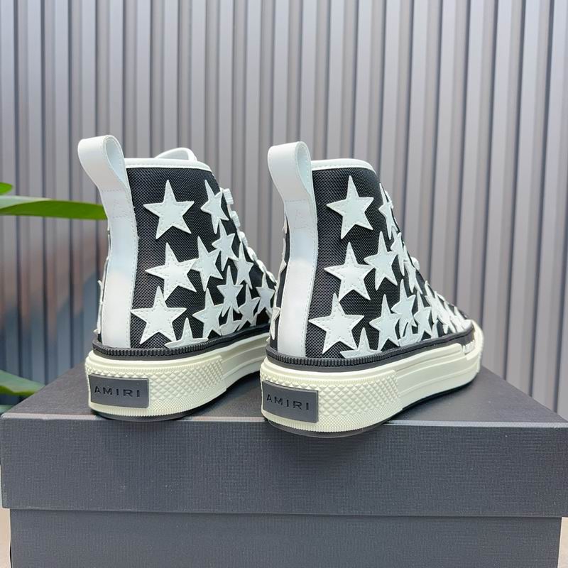 AMIRI White Star High-Top Sneakers - Black and White
