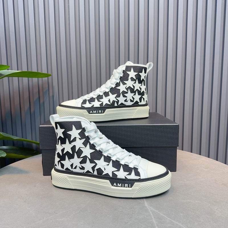 AMIRI White Star High-Top Sneakers - Black and White