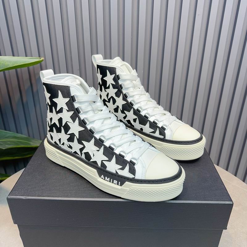AMIRI White Star High-Top Sneakers - Black and White