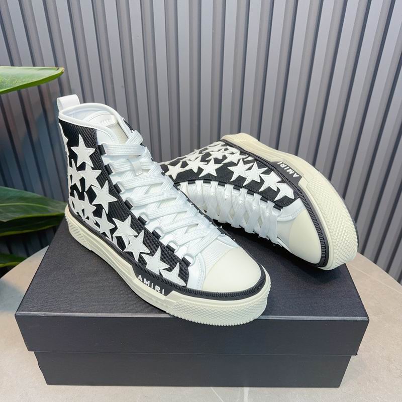 AMIRI White Star High-Top Sneakers - Black and White