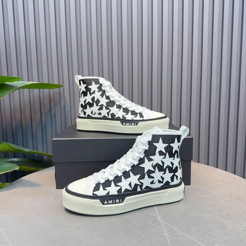 AMIRI White Star High-Top Sneakers - Black and White