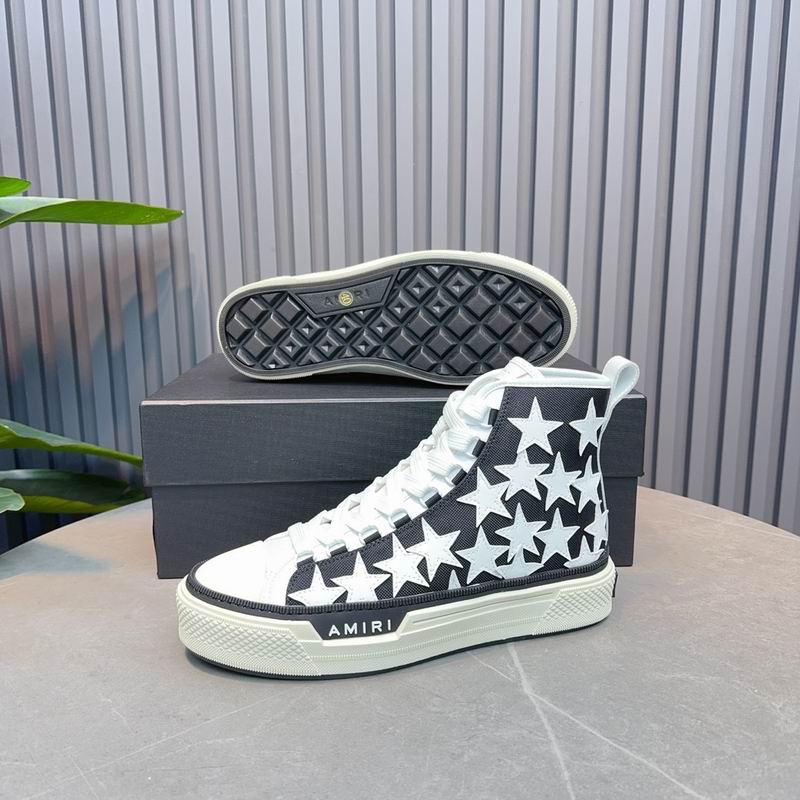 AMIRI White Star High-Top Sneakers - Black and White