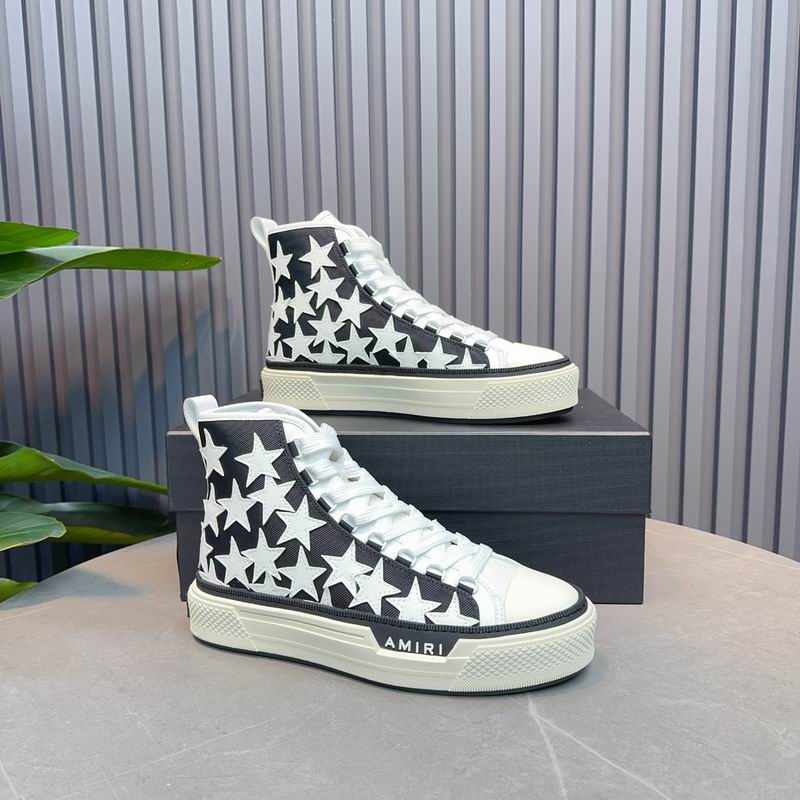AMIRI White Star High-Top Sneakers - Black and White