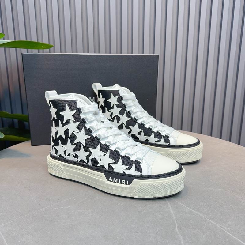 AMIRI White Star High-Top Sneakers - Black and White
