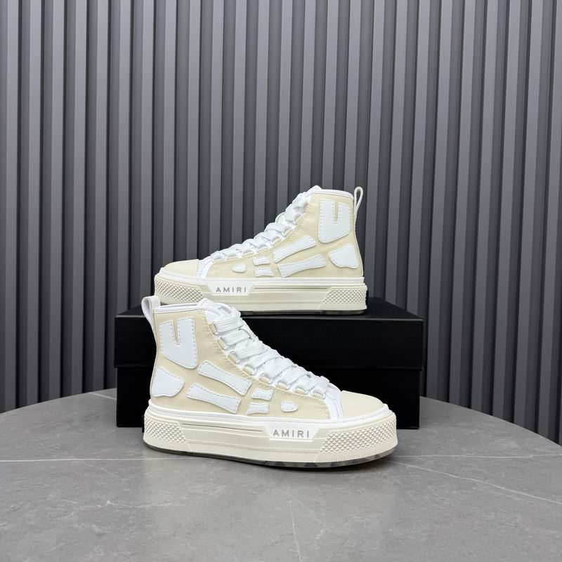 AMIRI Skeleton High-Top Sneakers - Cream and White