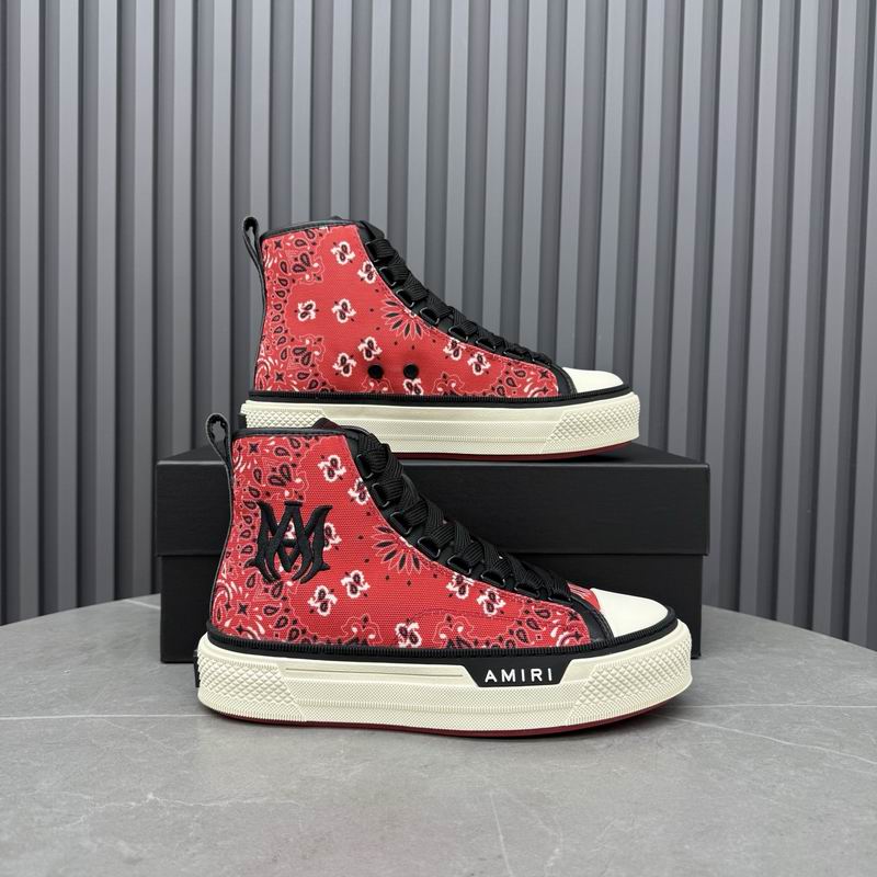AMIRI Bandana-Print High-Top Sneakers - Red and Black