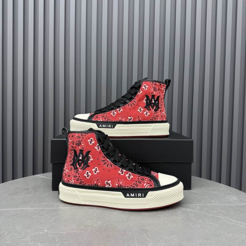 AMIRI Bandana-Print High-Top Sneakers - Red and Black