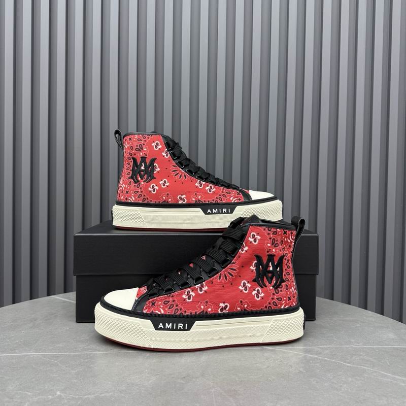 AMIRI Bandana-Print High-Top Sneakers - Red and Black