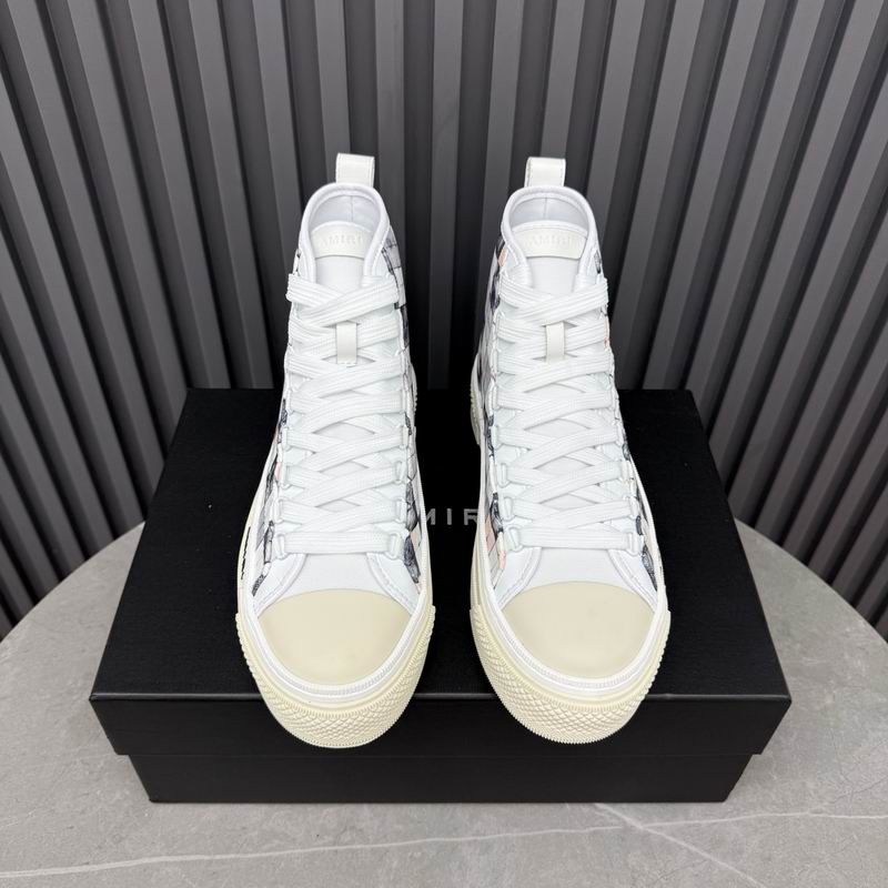 AMIRI Checkered High-Top Sneakers - White and Grey