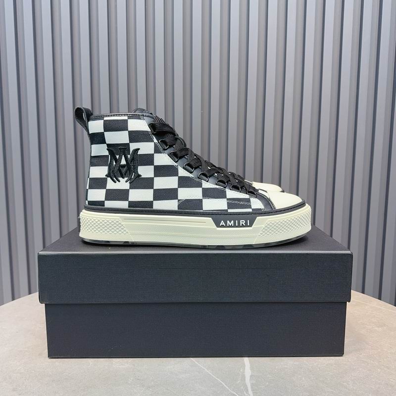 AMIRI Checkerboard High-Top Sneakers - Black and White