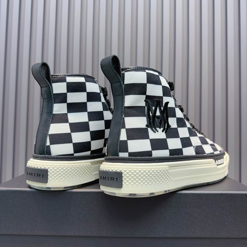 AMIRI Checkerboard High-Top Sneakers - Black and White