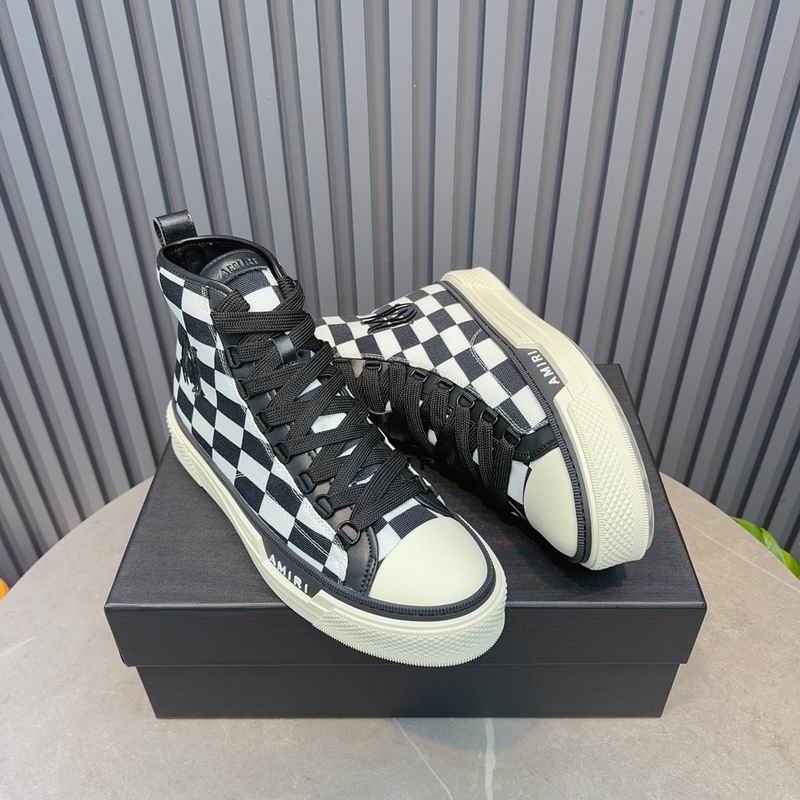 AMIRI Checkerboard High-Top Sneakers - Black and White