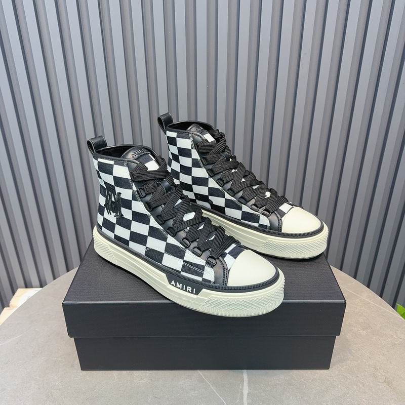 AMIRI Checkerboard High-Top Sneakers - Black and White