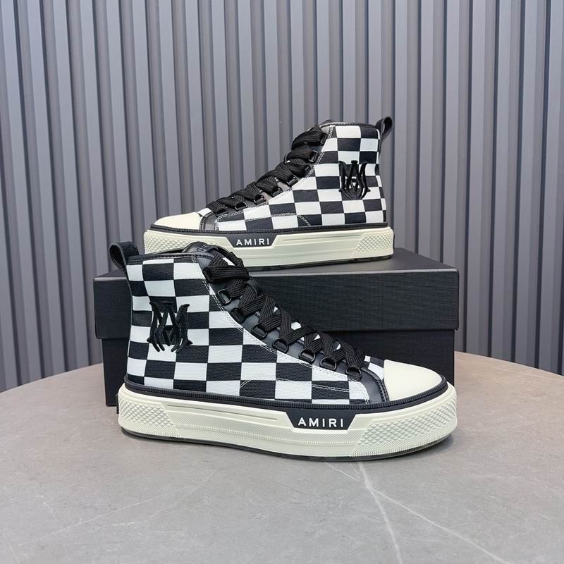 AMIRI Checkerboard High-Top Sneakers - Black and White