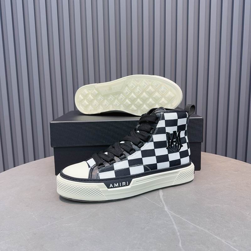 AMIRI Checkerboard High-Top Sneakers - Black and White