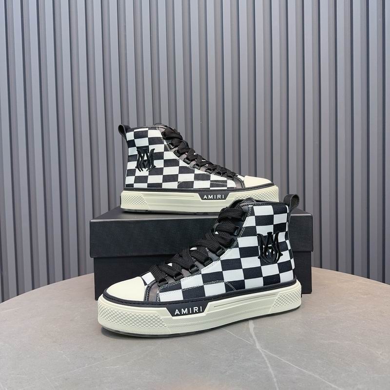AMIRI Checkerboard High-Top Sneakers - Black and White