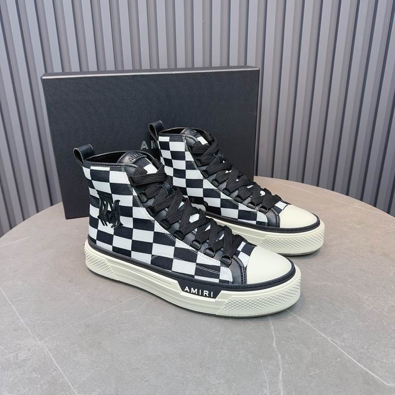 AMIRI Checkerboard High-Top Sneakers - Black and White