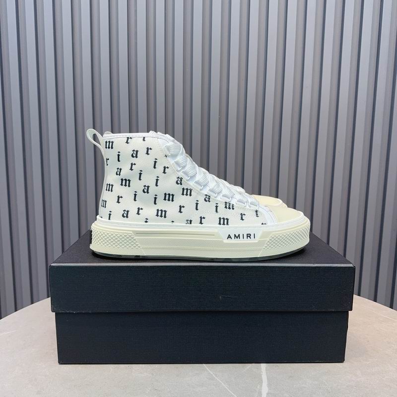 AMIRI Letter-Print High-Top Sneakers - White and Black
