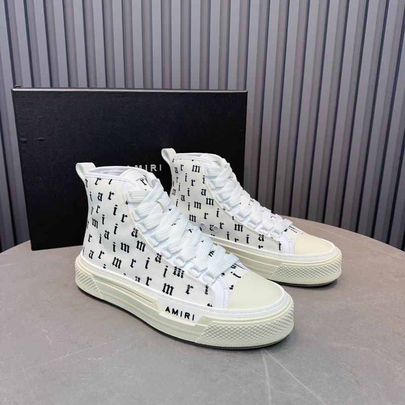 AMIRI Letter-Print High-Top Sneakers - White and Black