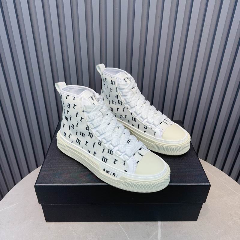 AMIRI Letter-Print High-Top Sneakers - White and Black
