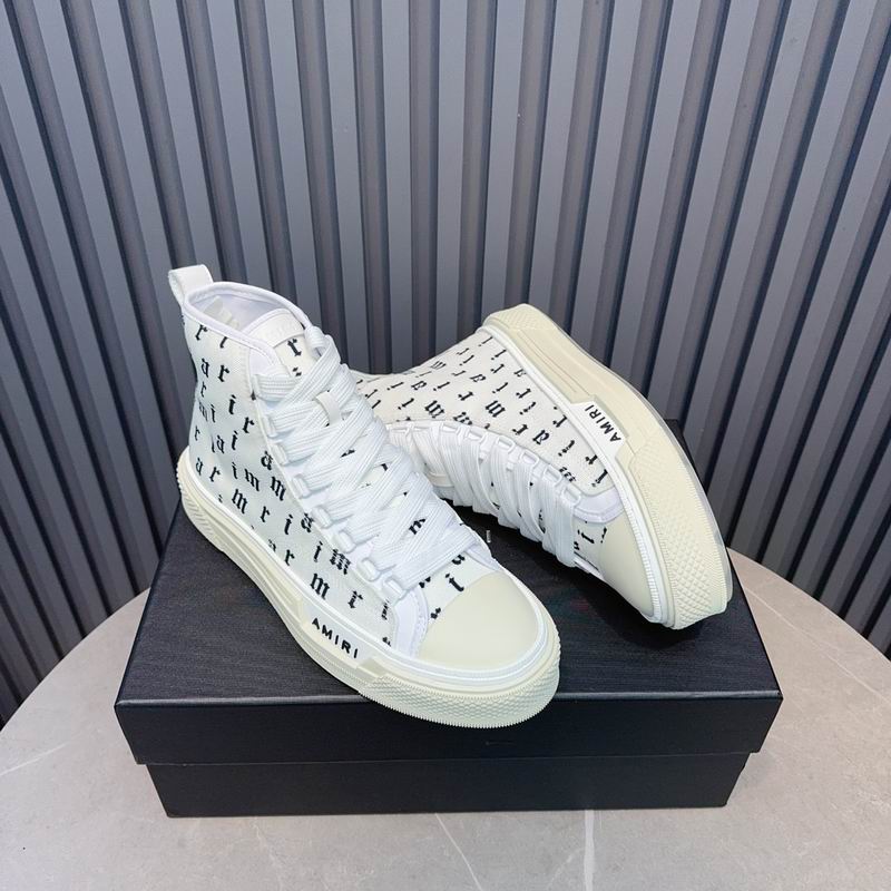 AMIRI Letter-Print High-Top Sneakers - White and Black