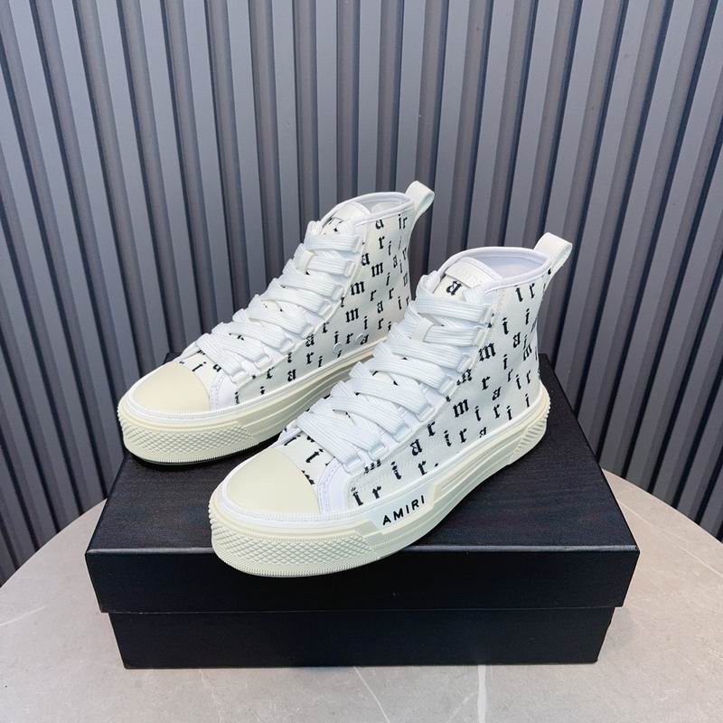 AMIRI Letter-Print High-Top Sneakers - White and Black