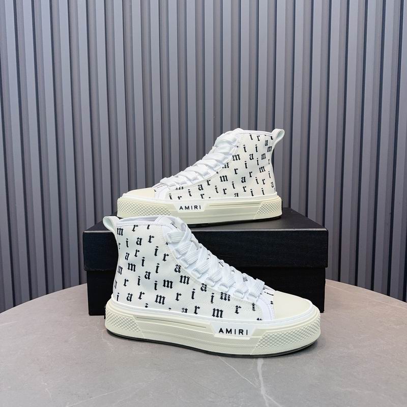 AMIRI Letter-Print High-Top Sneakers - White and Black