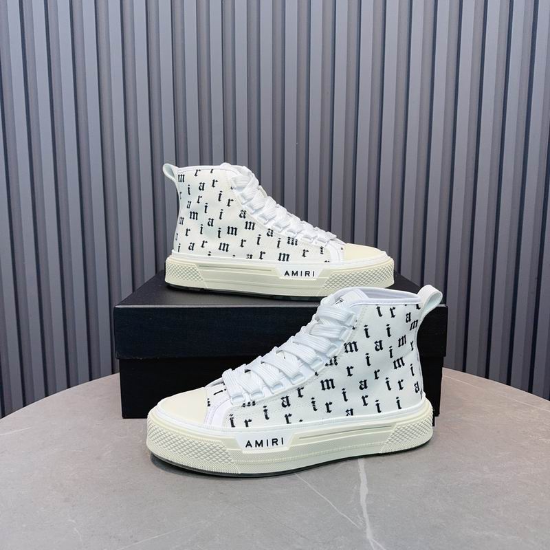 AMIRI Letter-Print High-Top Sneakers - White and Black
