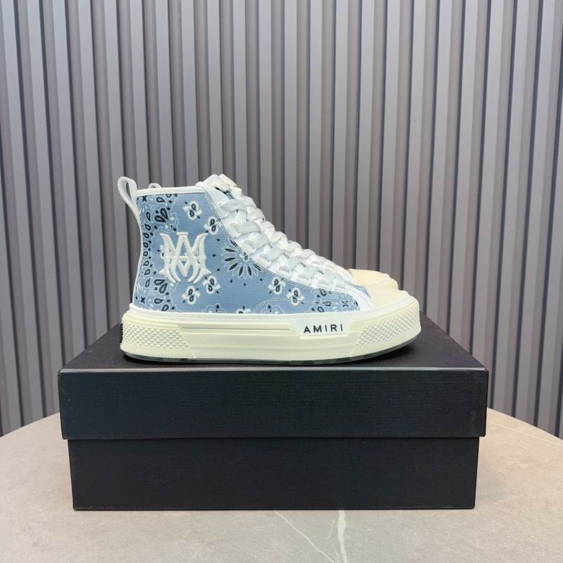 AMIRI Bandana-Print High-Top Sneakers - Light Blue and White