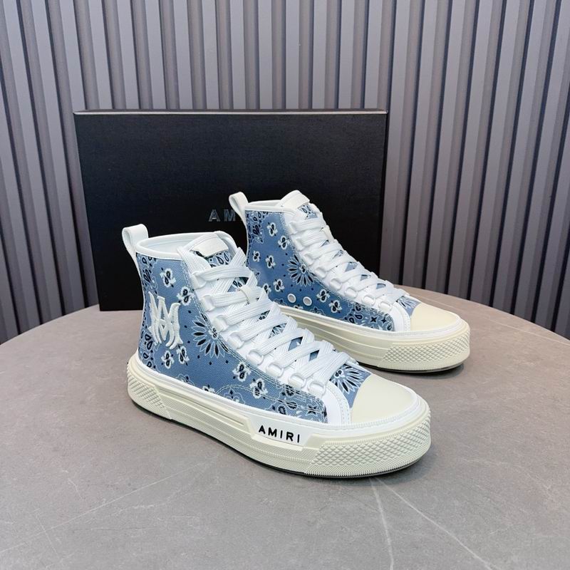 AMIRI Bandana-Print High-Top Sneakers - Light Blue and White
