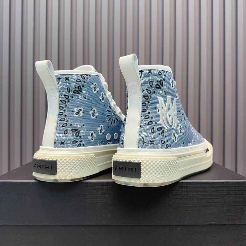 AMIRI Bandana-Print High-Top Sneakers - Light Blue and White