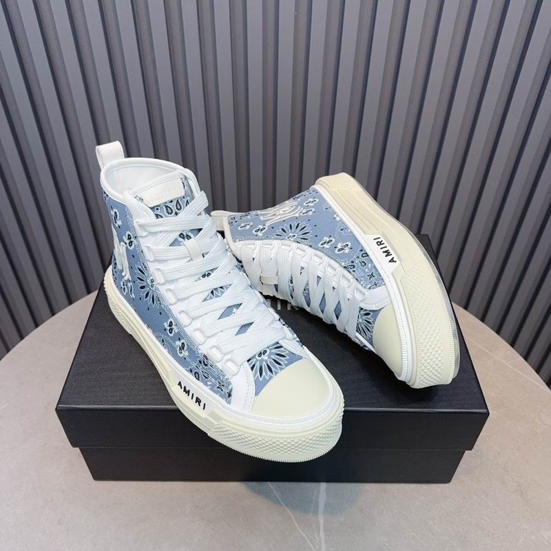 AMIRI Bandana-Print High-Top Sneakers - Light Blue and White