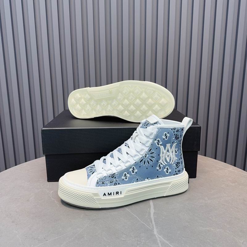 AMIRI Bandana-Print High-Top Sneakers - Light Blue and White